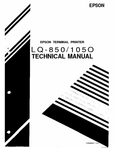 Epson LQ-850 Epson TERMINAL PRINTER LQ-850 LQ-1050 Service Manual
